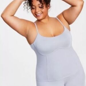 Jenni Style Not Size Corset-Detail Ribbed Camisole Top Grey Weathervane Plus Siz